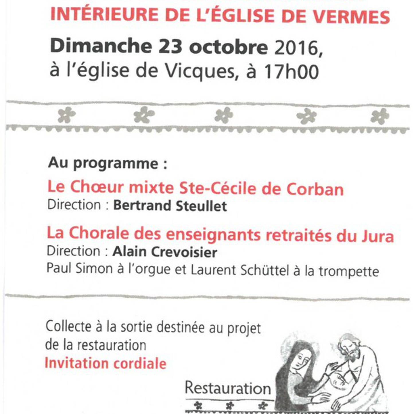 Concert en faveur de la restauration de l'église de Vermes
